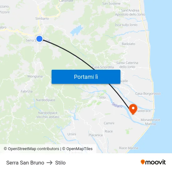 Serra San Bruno to Stilo map