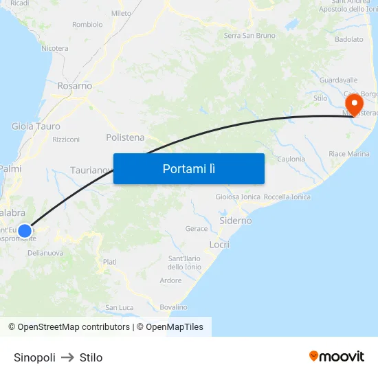 Sinopoli to Stilo map