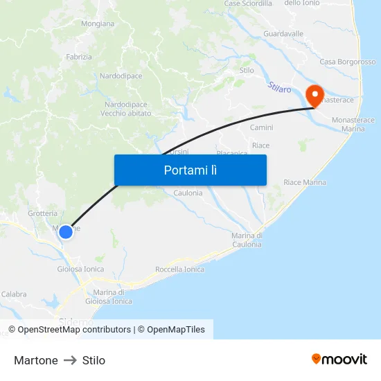 Martone to Stilo map