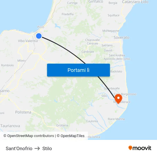 Sant'Onofrio to Stilo map