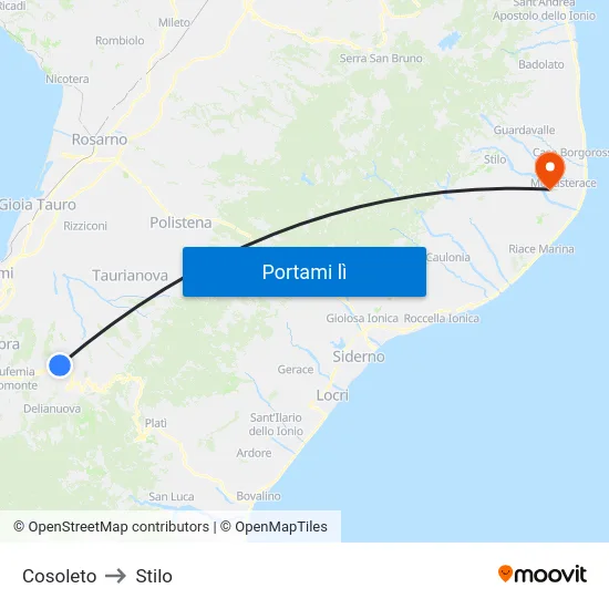 Cosoleto to Stilo map