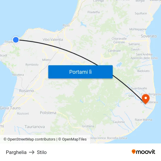 Parghelia to Stilo map