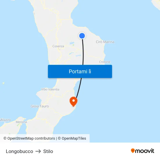 Longobucco to Stilo map
