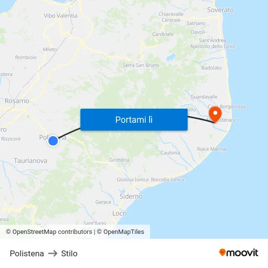 Polistena to Stilo map