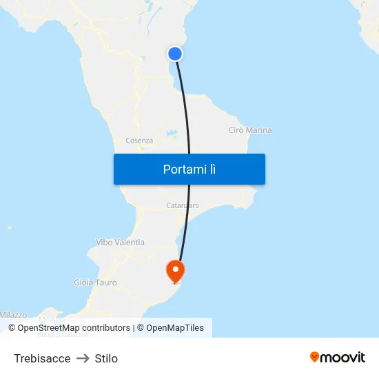 Trebisacce to Stilo map