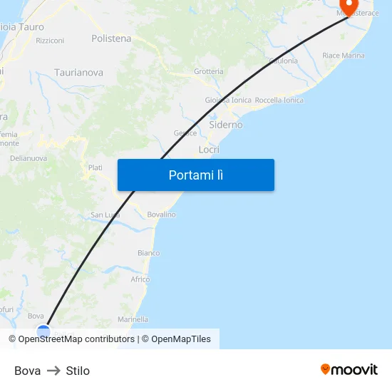 Bova to Stilo map
