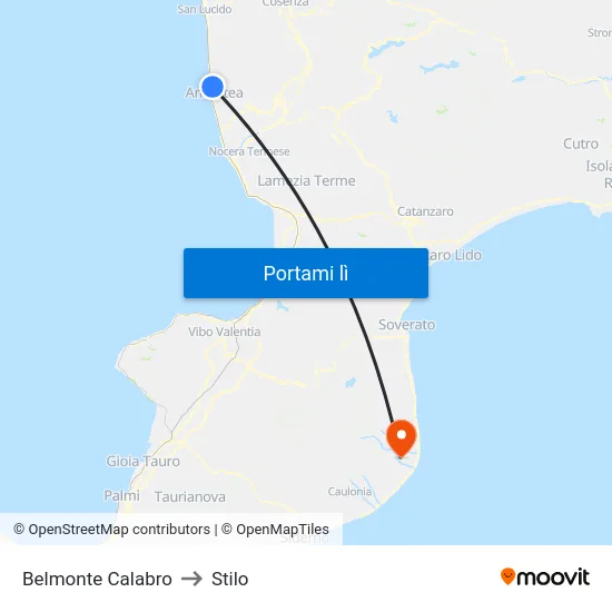 Belmonte Calabro to Stilo map