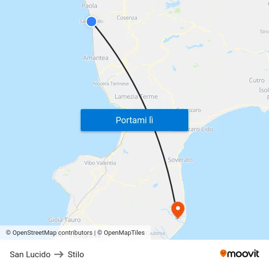 San Lucido to Stilo map