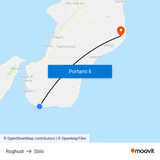 Roghudi to Stilo map