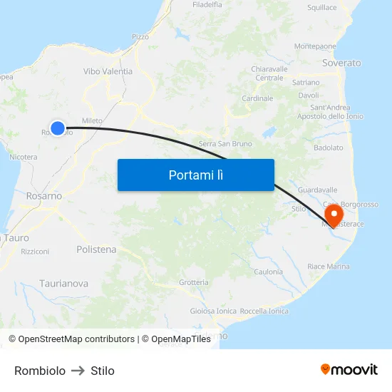 Rombiolo to Stilo map