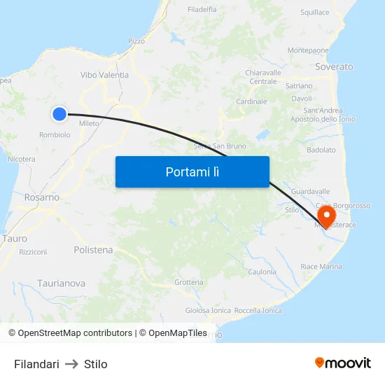 Filandari to Stilo map