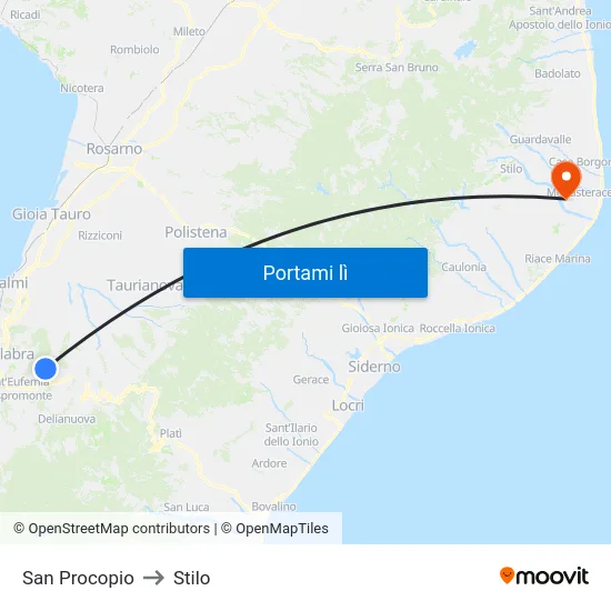San Procopio to Stilo map