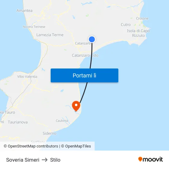 Soveria Simeri to Stilo map