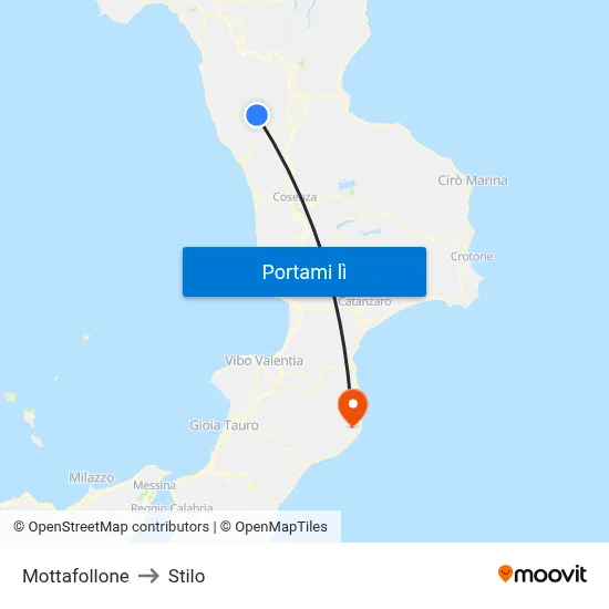 Mottafollone to Stilo map