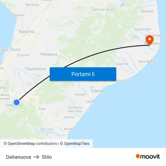 Delianuova to Stilo map
