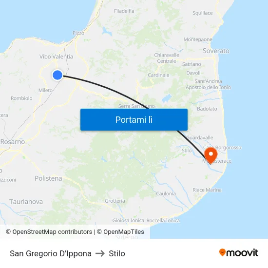 San Gregorio D'Ippona to Stilo map