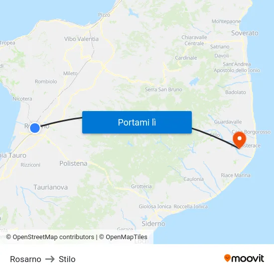 Rosarno to Stilo map