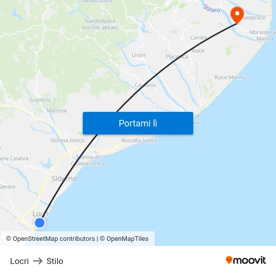 Locri to Stilo map