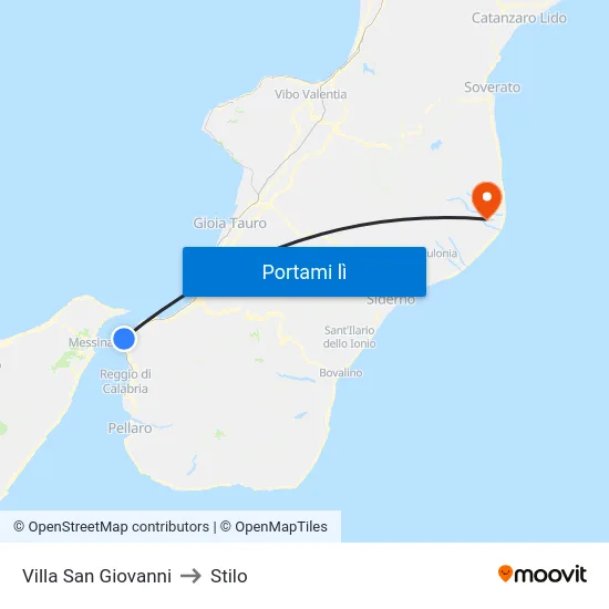 Villa San Giovanni to Stilo map
