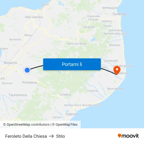 Feroleto Della Chiesa to Stilo map