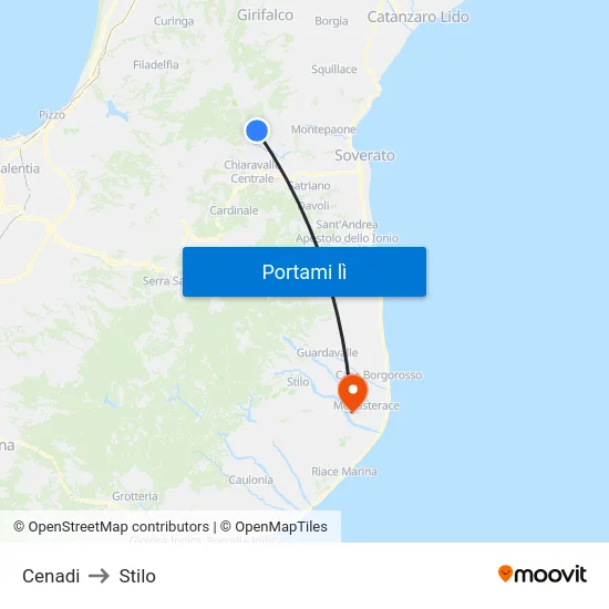 Cenadi to Stilo map