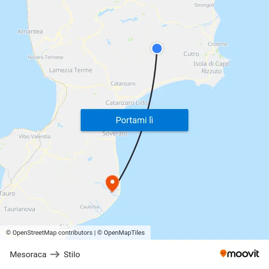 Mesoraca to Stilo map