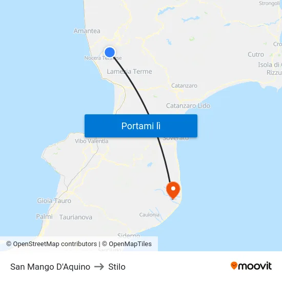 San Mango D'Aquino to Stilo map