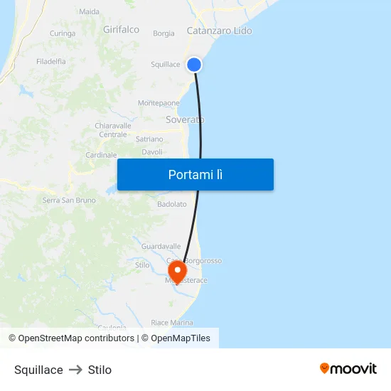 Squillace to Stilo map