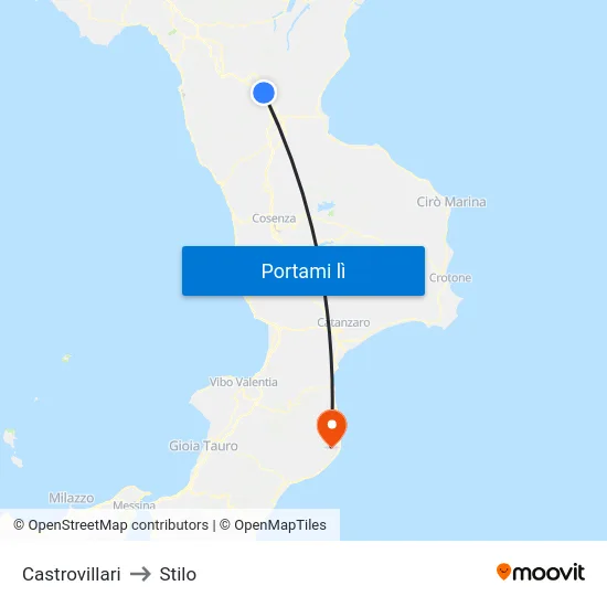 Castrovillari to Stilo map