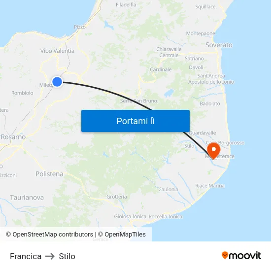 Francica to Stilo map