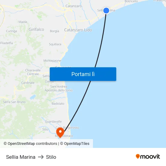 Sellia Marina to Stilo map