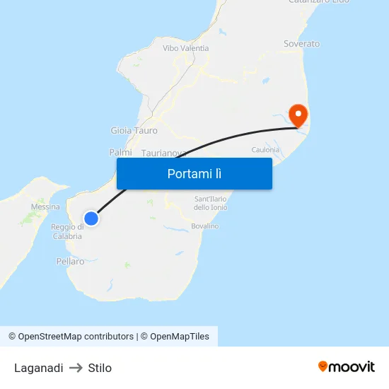 Laganadi to Stilo map