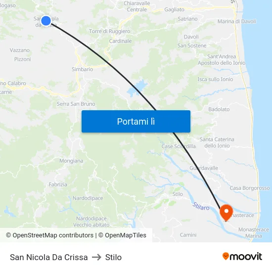 San Nicola Da Crissa to Stilo map