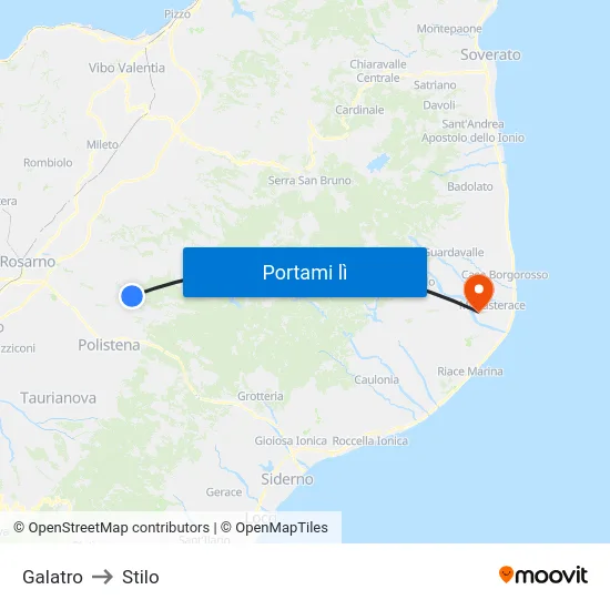 Galatro to Stilo map