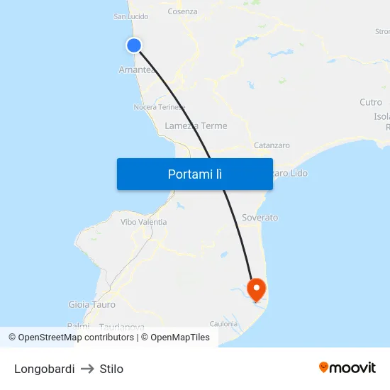 Longobardi to Stilo map