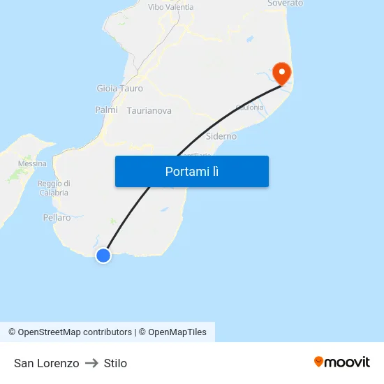 San Lorenzo to Stilo map