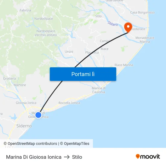 Marina Di Gioiosa Ionica to Stilo map