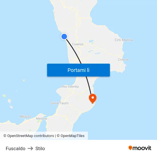 Fuscaldo to Stilo map