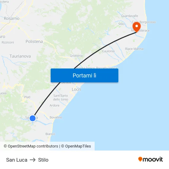 San Luca to Stilo map
