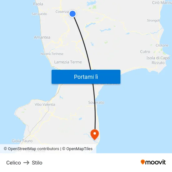 Celico to Stilo map