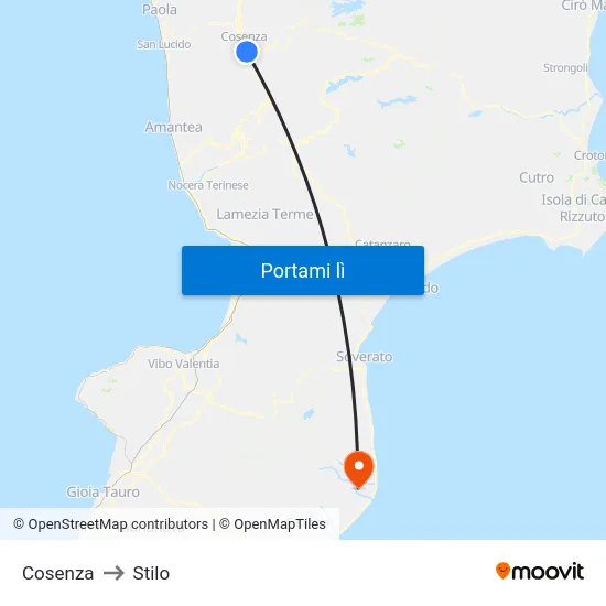 Cosenza to Stilo map