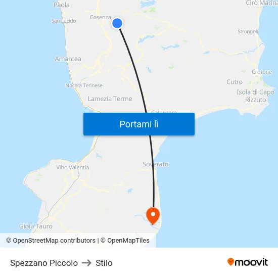 Spezzano Piccolo to Stilo map