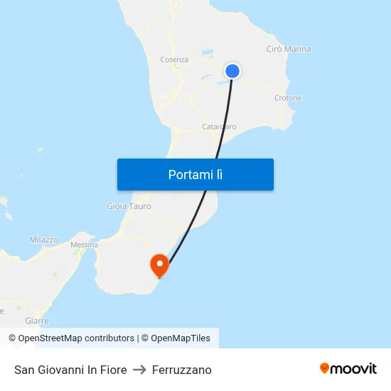 San Giovanni In Fiore to Ferruzzano map