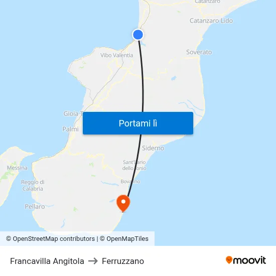 Francavilla Angitola to Ferruzzano map