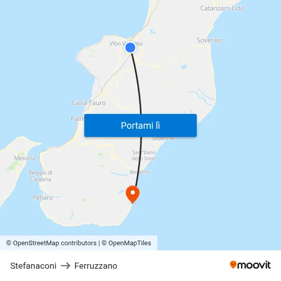 Stefanaconi to Ferruzzano map