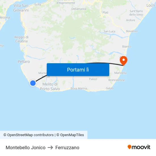 Montebello Jonico to Ferruzzano map