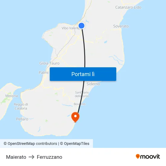 Maierato to Ferruzzano map