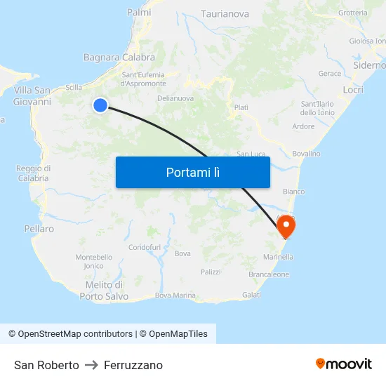 San Roberto to Ferruzzano map