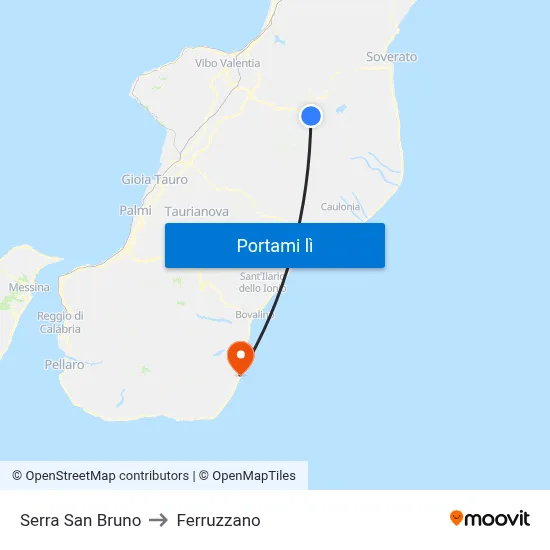 Serra San Bruno to Ferruzzano map