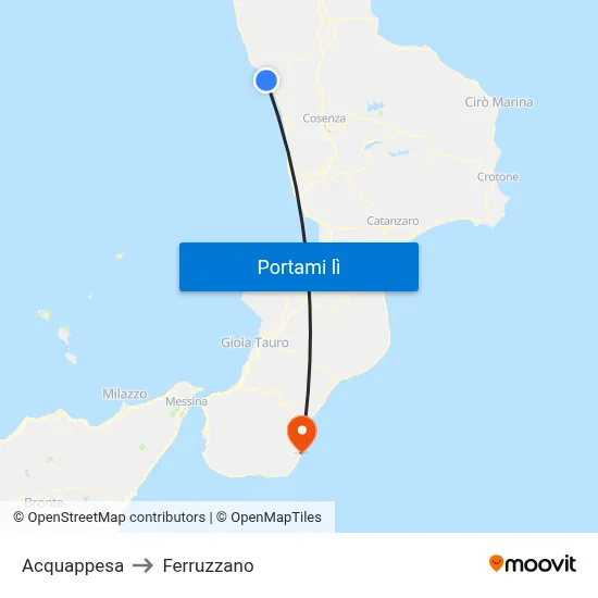 Acquappesa to Ferruzzano map